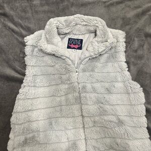 Touch of South Light Gray Faux Fur Vest